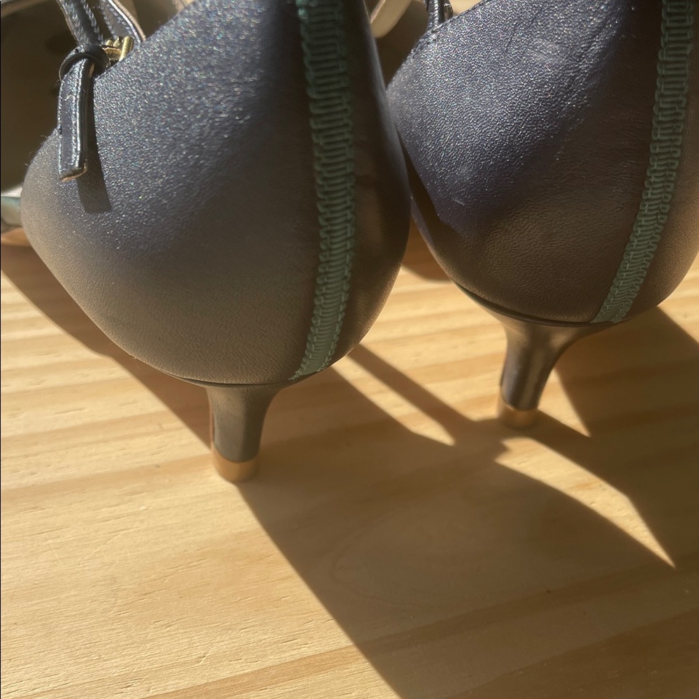 Boden Navy Pointed-Toe T-Strap Heels - Picture 6 of 14